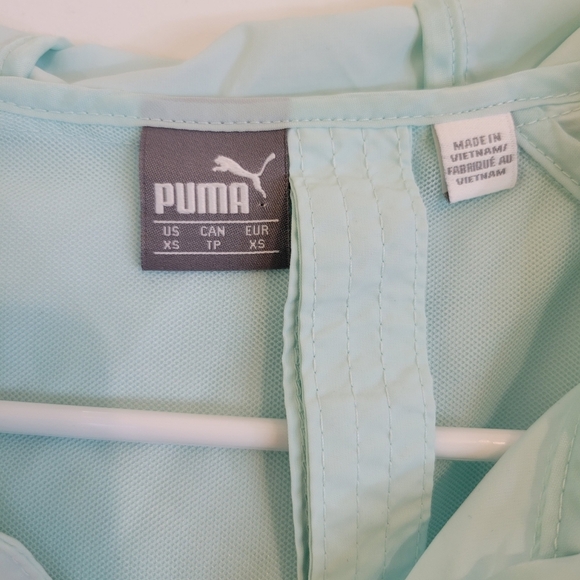 Puma White Mint Teal Windbreaker Pullover Jacket Sporty XS - Picture 2 of 9